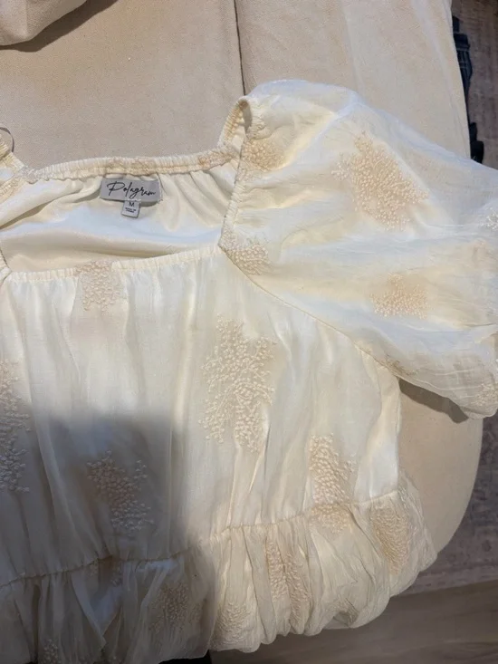 Pinkblush Cream Square-Neck Tiered Midi Dress - Picture 4 of 4